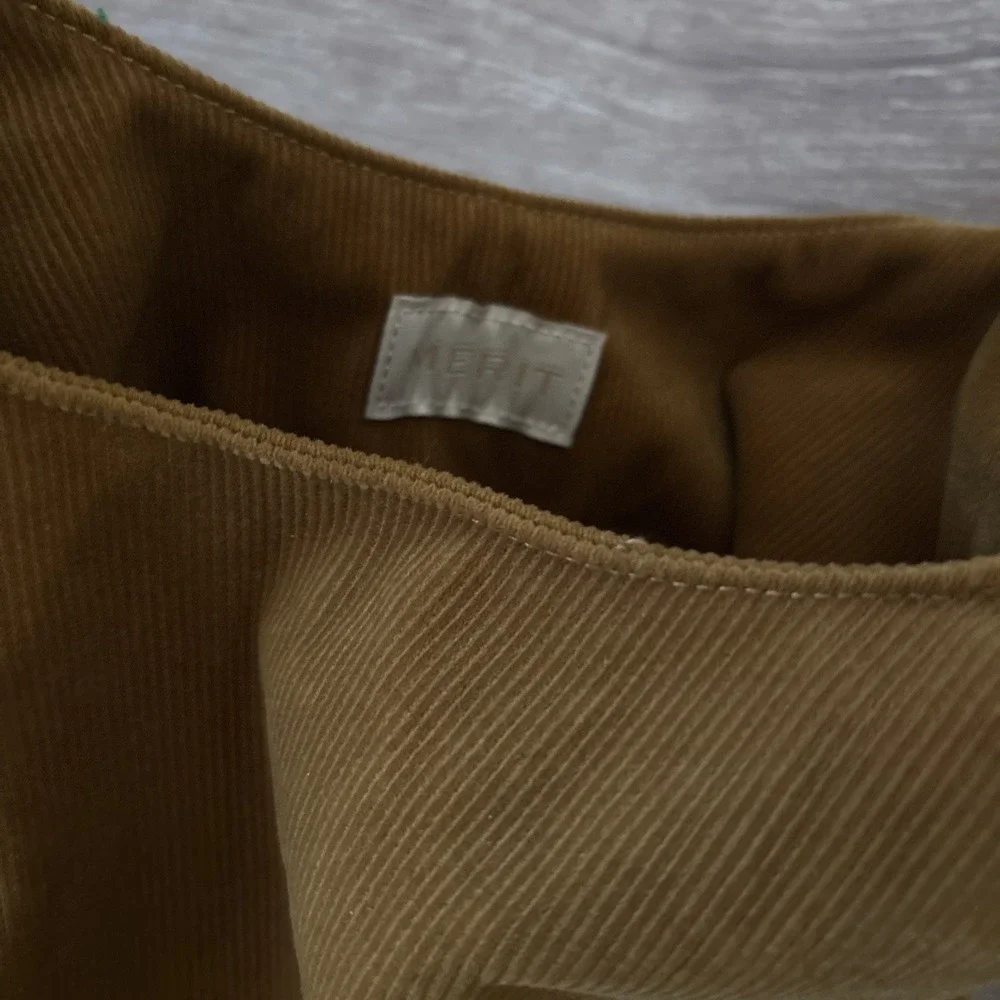 Merit‎ Beauty Ochre Yellow Corduroy Tote Bag Small Hobo Minimalist NEW
